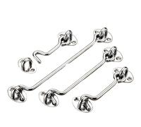 4Pcs 3/4/6/8/10 Inch Stainless Steel Hook and Eye Latch,Barn Door Easy Lock,Hooks,Window Locks,Windows Support,Wind Brace for Outdoor Garden(Sliver,4 inch)