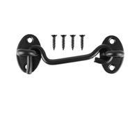 4Pcs 3/4/6/8/10 Inch Stainless Steel Hook and Eye Latch,Barn Door Easy Lock,Hooks,Window Locks,Windows Support,Wind Brace for Outdoor Garden(Black,4 inch)