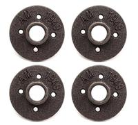 4Pcs 3/4 Inch DN20 Floor Flange Malleable Cast Iron Pipe Flanges for 80 mm Outside Pipe Diameter with 4 Holes Industrial Decor Vintage Style