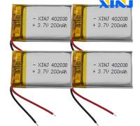 4pcs 3.7V 200mAh 0.74Wh Rechargeable Polymer Li Lithium Battery 402030 For MP3 Music Player GPS SatNav Bluetooth Speaker Camera