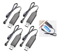 4Pcs 3.7V Drone USB Charger Cable Set with SM-2P Connector Plug Lithium Battery USB Charging with LED Indicator Cable 500mA Output Charging Cord for RC Toys Drone Car TANK Trucks Trains Boat