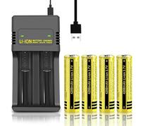 4pcs 3.7V Rechargeable Battery With USB Charger,3500mAh Large Capacity Button Top NiMH Batteries, Perfect for Flashlight,Small Fan,Camera,Headlamp