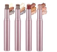 4Pcs 3 Color Matte Gradient Glitter Eyeshadow Stick,Three Tone Cream Eyeshadow Gradient Stick Set,Matte & Shimmer Gradient Portable Eye Shadow Waterproof,Long Lasting Eye Makeup Tool