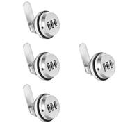 4pcs 3 Digit Cabinet Lock, Keyless Metal Security for Wardrobes | Silver Minimalist Finish, Tamper Deterrent Design, for Tool Chests, Kitchen Use and Locker Replacement