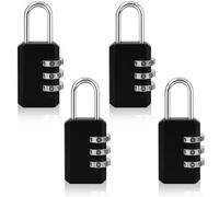4PCS 3 Digit Combination Padlocks,Combination Locker Padlock,Small Padlocks,Suitcase Lock,School Locker Lock,Waterproof and Rainproof (Black)