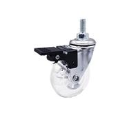 4pcs 3-Inch M12 Universal Caster Wheels - PU Polyurethane with Brake for Display Cabi Baby Cots and Fur - C Crystal Design (M10x15mm)