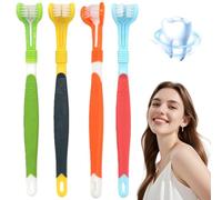 4Pcs 3-Sided Soft Toothbrush for Adults,Three-Sided Soft Hair Toothbrush,Ergo/Nomic Handle Efficient Oral Care,Deep Clean Tooth/Brush for Adults,Soft Bristle Toothbr/ush & Tongue & Denture Brush