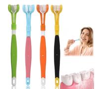 4Pcs 3-Sided Toothbrush,3 Sided Soft Travel Toothbrush,Deep Clean Tooth/Brush for Adults,Soft Too/thbrush for Adults,Deeply and Thoroughly to Clean Teeth and Gums,Comfortable Grip,Efficient Oral Care