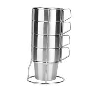 4Pcs 300ml Stackable Mug Set with Rack for Coffee Cocoa Latte Milk and Tea