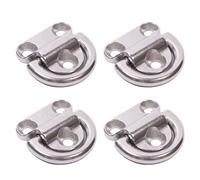 4Pcs 304 Stainless Steel Folding Pad Eye Deck D Ring Anchor Fasterner with Screws for Boat Yacht Surface Mount (6mm)