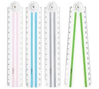4PCS 30cm Folding Ruler, Flexible Foldable 30cm Straight Edge, Transparent Shatterproof Plastic Measuring Scale, Durable Fold Design for School, Kids, Office & Study