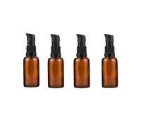 4Pcs 30ML/1oz Empty Amber Glass Lotion Bottles Refillable Cosmetics Makeup Storage Containers Vials Dispenser Jars with Black Pump Heads for Essential Oil Foundation Cream