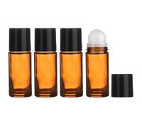 4Pcs 30ml Amber Glass Roll On Bottles, Empty Refillable Essential Oil Roller Bottles, Leak-Proof DIY Deodorant Containers for Perfume, Cosmetics, Balms, Sunscreen, Moisturizer, and Beauty Oils