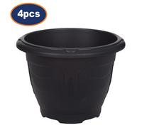 4Pcs 33Cm Plastic Planter Round Venetian Flower Plant Pot Black Garden Basket