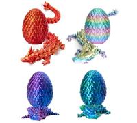 4Pcs 3D Printed Dragon, Dragon Egg for Easter Hunt, 3D Dragon Mythical Pieces Dragon, Dragon Eggs with Dragon Inside, Dragon Clan 3d Printed Fidget Toy for Kids (7cm)