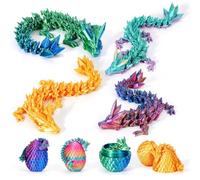 4PCS 3D Printed Dragon Eggs Age 4+ with Dragon Inside Easter Eggs Mini Dragon Egg Set Articulated Dragon Mystery Dragon Egg Fidget Toy Easter Basket Stuffers Surprise 3D Printed Animals Toy Set