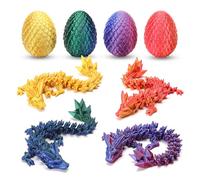 4PCS 3D Printed Dragon Eggs with Dragon Inside, Class Valentines Day Gifts for Kids, Easter Basket Stuffers for Teens Kids, Plastic Prefilled Easter Eggs Bulk (Without Keychain)