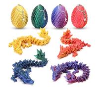 4PCS 3D Printed Dragon Eggs with Dragon Inside, Class Valentines Day Gifts for Kids, Easter Basket Stuffers for Teens Kids, Plastic Prefilled Easter Eggs Bulk (With Keychain)