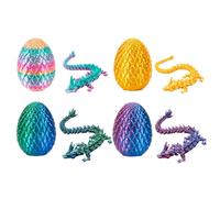 4PCS 3D Printed Dragon Eggs with Dragon Inside, Easter Dragon Eggs, Articulated Crystal Dragon, Mystery Dragon Egg Fidget Toy, 3D Printed Animals Set, Easter Gifts for Kids