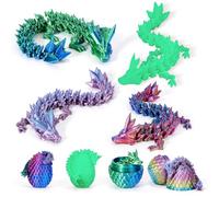 4PCS 3D Printed Dragon Eggs with Dragon Inside Easter Eggs Mini Dragon Egg Set Articulated Dragon Mystery Dragon Egg Fidget Toy Easter Basket Stuffers Surprise 3D Printed Animals Toy Set