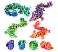 4PCS 3D Printed Dragon Eggs with Dragon Inside Easter Eggs Mini Dragon Egg Set Articulated Dragon Mystery Dragon Egg Fidget Toy Easter Basket Stuffers Surprise 3D Printed Animals Toy Set