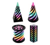 4Pcs 3D Printed Fidget Toy,Impossible Spiral Cone Puzzle Toys,Desktop Decorations Toy For, Mini Stress Relief Desktop Decorations,3D Printed,Impossible Pyramid Passthrough Sculpture,Fidget Toy