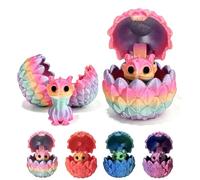 4Pcs 3D Printed Mini Animals, 3D Printed Animals Mini 3D Printed Dragon Eggs Set with Cute Dragon Inside 3D Printed Fidget Toy Surprise Executive Home Office Decor, Birthday Gifts