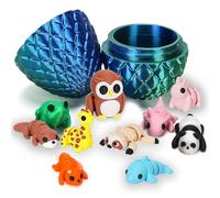 4Pcs 3D Printed Mini Animals, 3D Printed Animals Mini 3D Printed Dragon Eggs Set with Cute Dragon Inside 3D Printed Fidget Toy Surprise Executive Home Office Decor, Birthday Gifts (Colour)