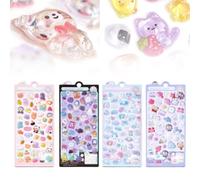 4Pcs 3D Puffy Stickers for Kids & Adults-Cute Animal Resin Stickers, Kawaii Cartoon Decorative Stickers,Perfect for Scrapbooks,Planners,Laptops,Phone Cases,Water Bottles&Journals