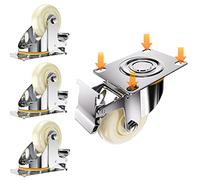 4Pcs 3Inch Heavy Duty Swivel Castor Wheels Rubber Caster Set for DIY Industrial Carts Appliances & Furniture Transport with Brake Durable Replacement Wheel Set