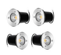 4PCS 3W COB LED Landscape Lights - IP67 Waterproof Round Recessed Spot Lights 12V Low Voltage Outdoor Garden Floor Lights for Patios Lawns Driveways Decks (White Light)
