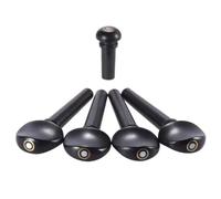 4PCS 4/4 3/4 1/2 1/4 1/8 Ebony Wood Inlay Shell Pitch Fiddle Tuning Pegs Endpin Set Replacement Black(4-4)