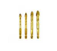 (4pcs) 4/6/8Pcs 1/4 Inch Hex Shank Twist Glass Bits Set Titanium Ceramic Drilling 6-12mm Tile Concret Cross Tip Hole Bit