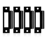 4Pcs 4-7/8" Universal Door Strike Plate Replacement Stainless Steel Plated Lock Strike Plate T Strike Deadbolt Strike Plate Door Backplate Iron Matte Black Finish for Use(Large Hole)