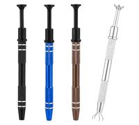4pcs 4-Claw Jewelry Pick Up Tool, Stainless Steel Piercing Ball & Jewelry Grabber Ic Chip Pickup Tool Diamond Tweezers for Mini Small Parts Pearl Electronic Components (Type 3)