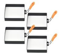 4Pcs 4 Inch Stainless Steel Omelette Ring, Non-Stick Square Egg Mold Pancake Maker with Silicone Handle, Color Random