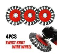 4Pcs 4 Inch Twisted Knot Wire Wheel Brush Set For Angle Grinder Rust Paint Removal Cleaning Tool