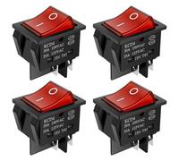 4Pcs 4 Pins Rocker Toggle Switch 30A 250V AC DPST 4-Pin Built-in Switch Red Lighted ON/Off Rocker Switches Heavy Duty Rockers Power Switches for Industrial Equipment Car Ship
