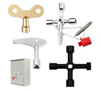4PCS 4 Way Utility Key & 7 in 1 Radiator Key with Bit,Gas Meter Box Key for Bleeding Radiators/Air Vent, Radiator Bleed Key, Triangular Key for Water Gas Electric Plumbers Tool
