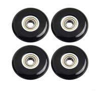 4PCS 43mm Cushion Wheel Bearing Pulley with 608 Shaft for Rowing Machine, Rubber Metal Roller Parts Black White(Black)