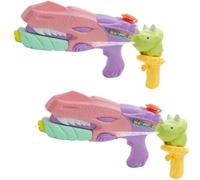 4Pcs 450ML Water Pistols, Long Range Water Soaker Blaster Pistol, Pump-Action Dinosaur Water Pistol for Swimming Pool Garden Beach Party Water Fighting Outdoor (2 x Pink Large + 2 x Gree)
