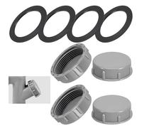 4PCS 45mm Kitchen Sink Waste Pipe Blanking Cap, Trap Blanking Cap with Sealing Rubber Rings, Female Thread Waste Pipe End Caps for Washing Machine, Appliance, Pipe End Sealing