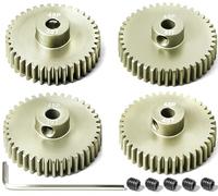 4Pcs 48P Aluminum Alloy Pinion Gear 3.175mm 38T 39T 40T 41T for 1/10 RC | Motor Pinion Gear W/ M4 Screw and Hex Key, Fit 3.175mm (1/8-Inch) Shaft, for Arrma HPI Kyosho Losi Axial Traxxas Tamiya