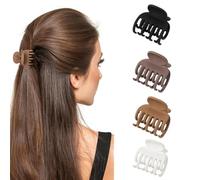 4pcs 4cm Medium Matte Hair Claw for Women Girls - Double Row Small Claw Clips for Thin/Medium Fine Hair - Nonslip Jaw Clips (White, Khaki, Brown, Black)