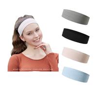 4PCS 4Th Generation Sports headband | Women Man Headband | Sweatband Hair Band | Non Slip Wicking Stretchy Head Band for Sports, Yoga, Dancing, Running, Cycling Sport headband (Pink/sky blue)