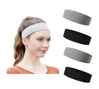 4PCS 4Th Generation Sports headband | Women Man Headband | Sweatband Hair Band | Non Slip Wicking Stretchy Head Band for Sports, Yoga, Dancing, Running, Cycling Sport headband (black/gray)