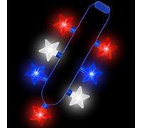 4PCS 4th of July Necklaces, Independence Day Light up Necklace Accessories, Red White Blue Fourth of July 7 Bulb Necklace Bulk, Glow Accessories for Memorial Day Veterans Day Patriotic Party Parades