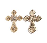 4Pcs 5.5x7.1cm Cross Metal Rhinestone Buttons - Sew On Embellishment Buttons,B,4Pcs