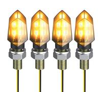 4PCS 5-LED Motorcycle Indicators,12V Amber Motorbike Turn Signal Lights | Mini LED Blinkers indicators, IP65 Waterproof, E24 approved, Universal Fit for Honda Kawasaki Yamaha Suzuki 12V DC Motorbike
