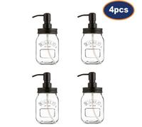 4Pcs 500Ml Kilner Glass Lotion Bathroom Shower Pump Liquid Bath Soap Dispenser